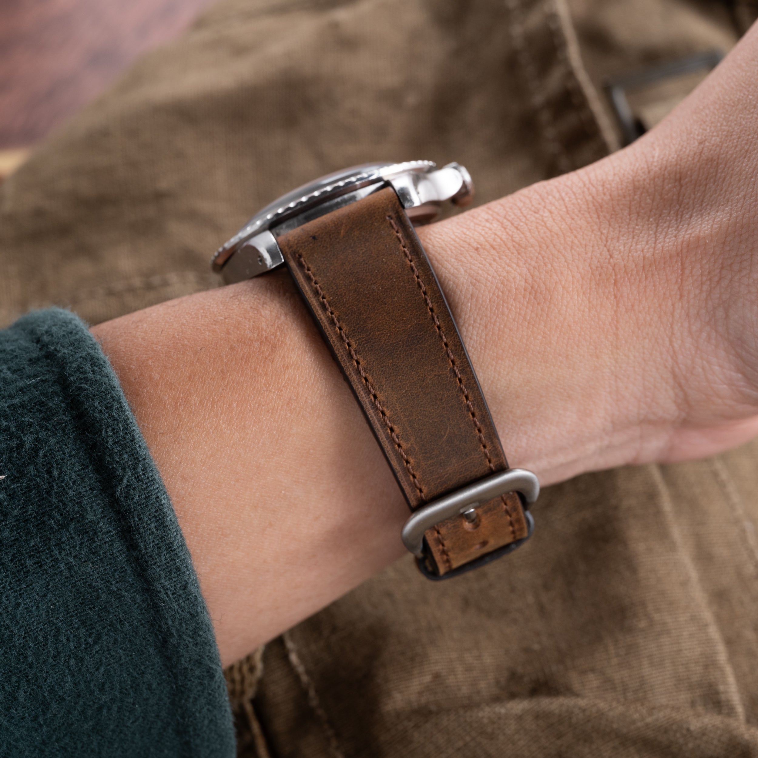 Fangio Brown Distressed Leather Strap