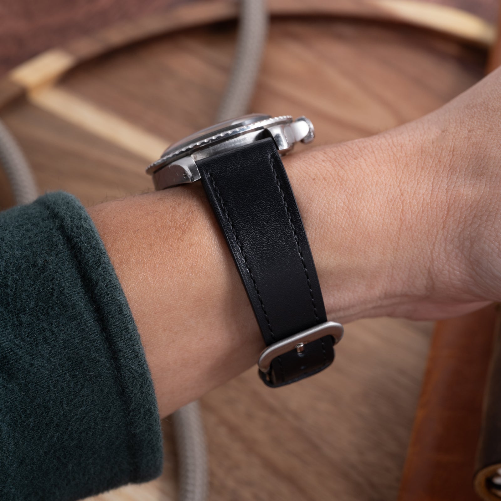 Stuttgart Black Gloss Calf Leather Strap