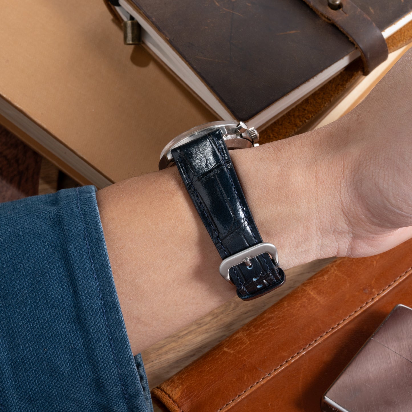 Dawn Blue Executive Leather Strap