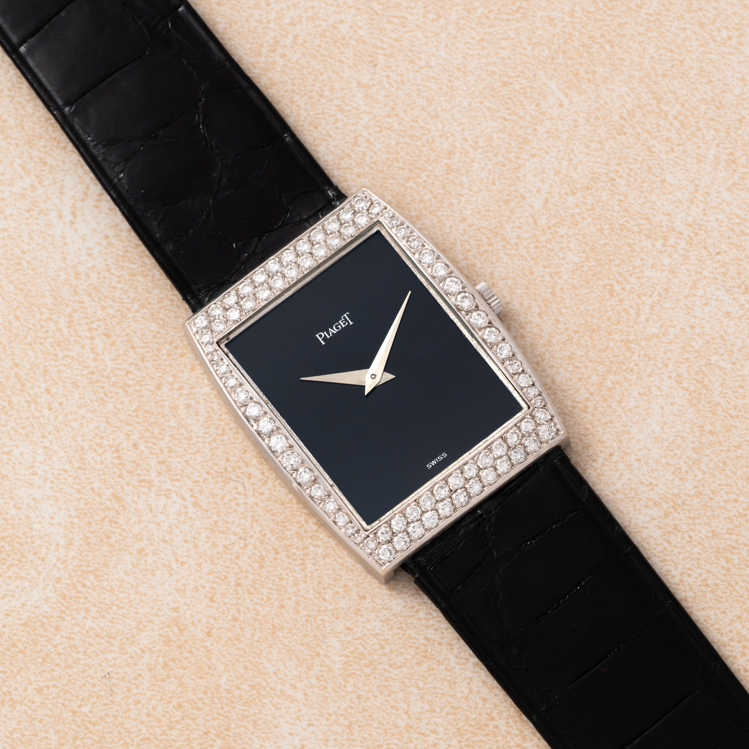 Piaget Black Lacquer Diamonds Dress Watch