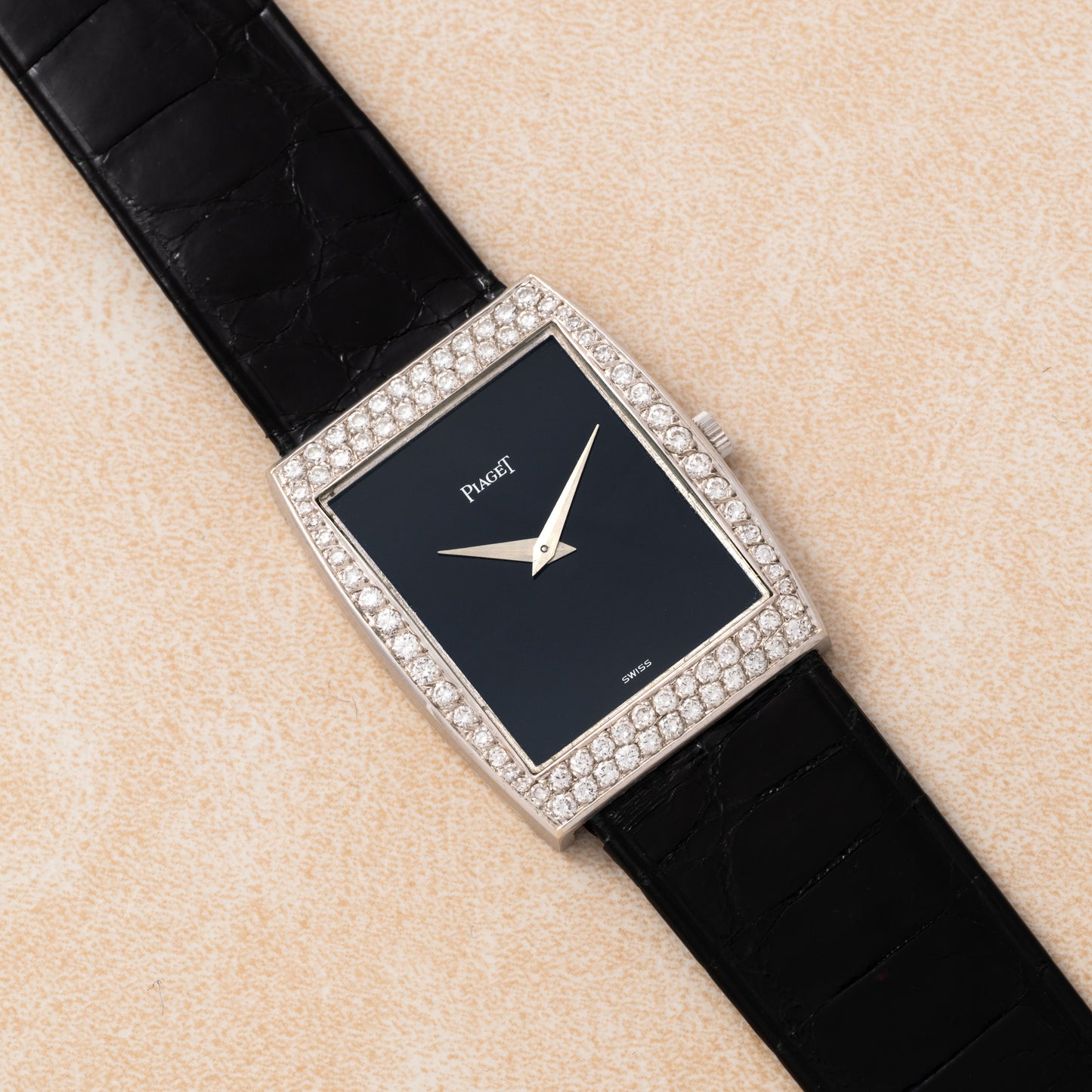 Piaget Black Lacquer Diamonds Dress Watch