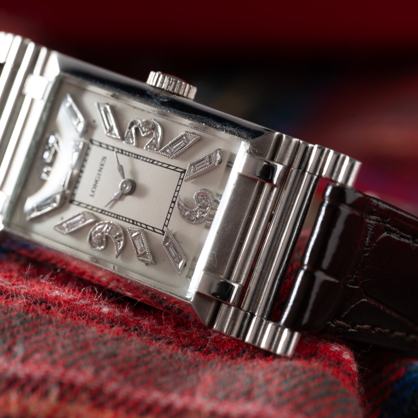 Longines 'Hinged Lugs' Platinum Diamonds