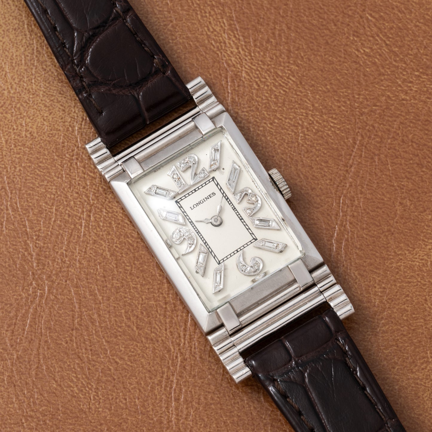 Longines 'Hinged Lugs' Platinum Diamonds