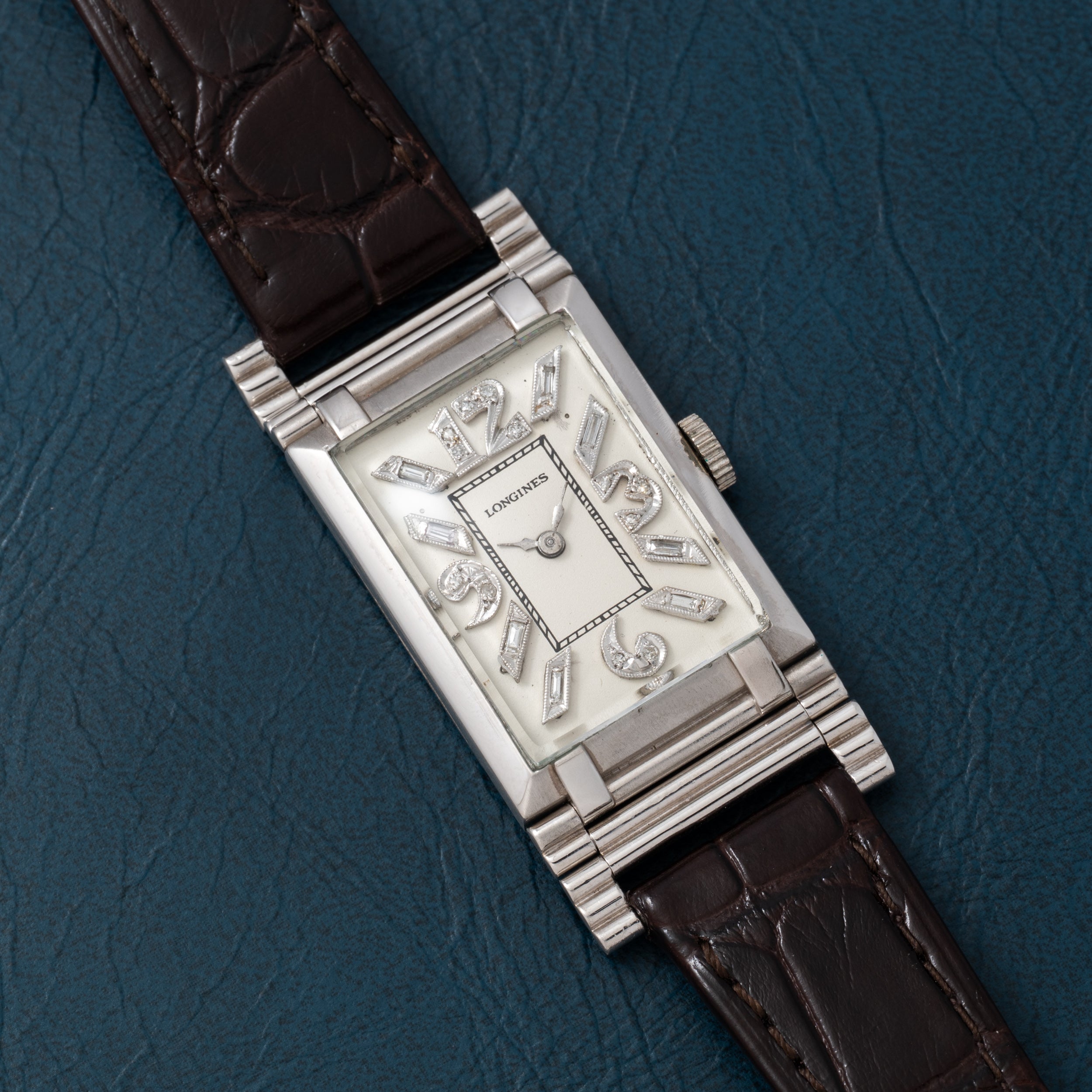 Longines 'Hinged Lugs' Platinum Diamonds