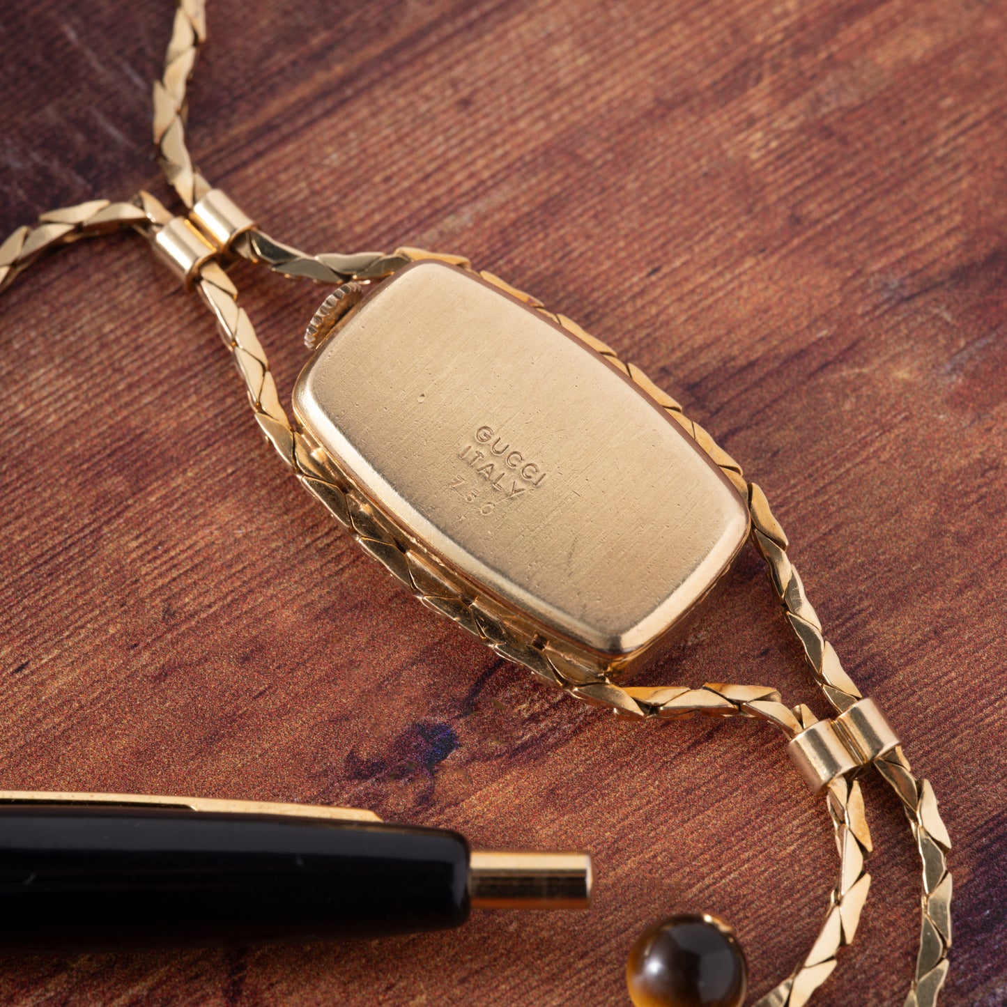 Gucci Tiger's Eye Sautoir Timepiece Necklace