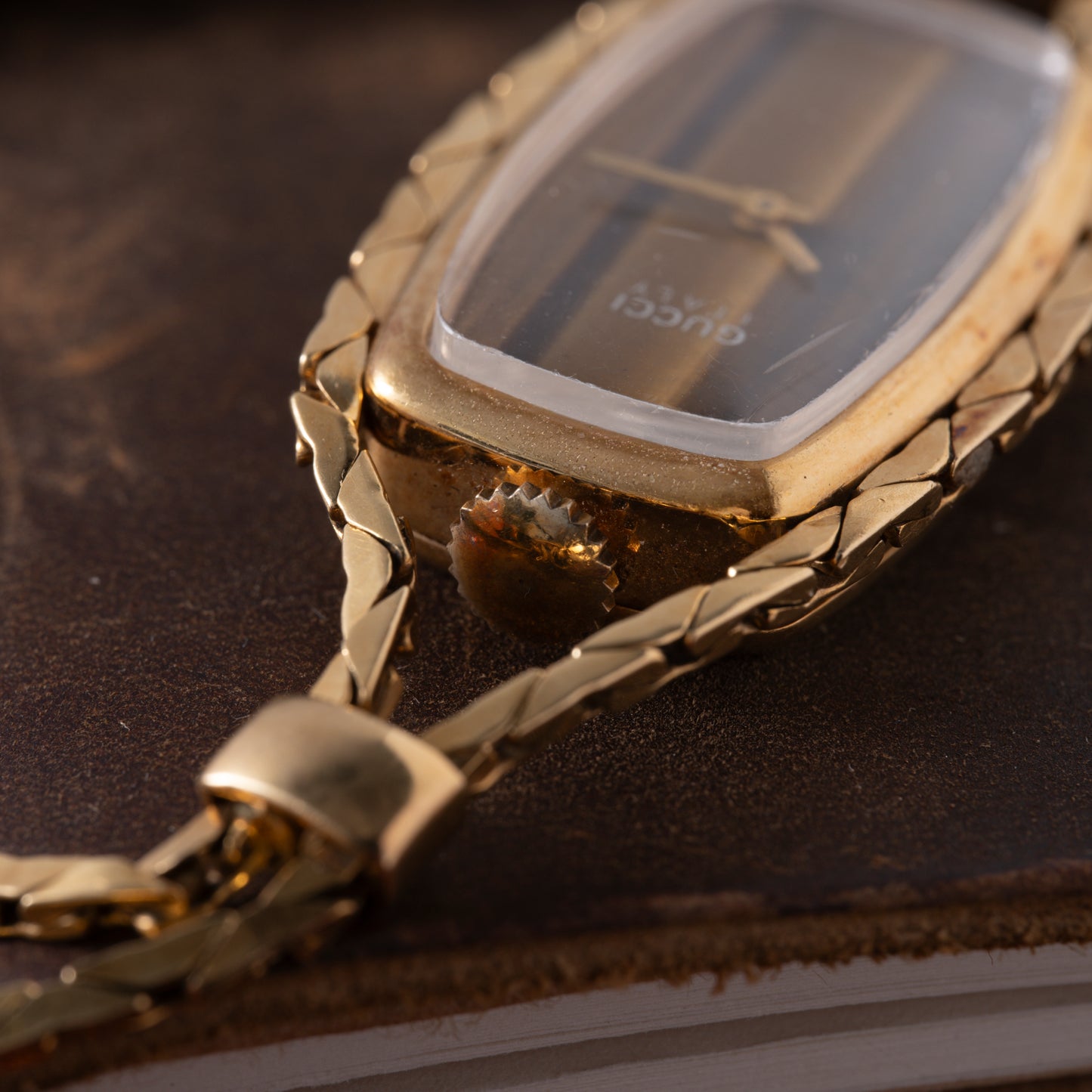 Gucci Tiger's Eye Sautoir Timepiece Necklace