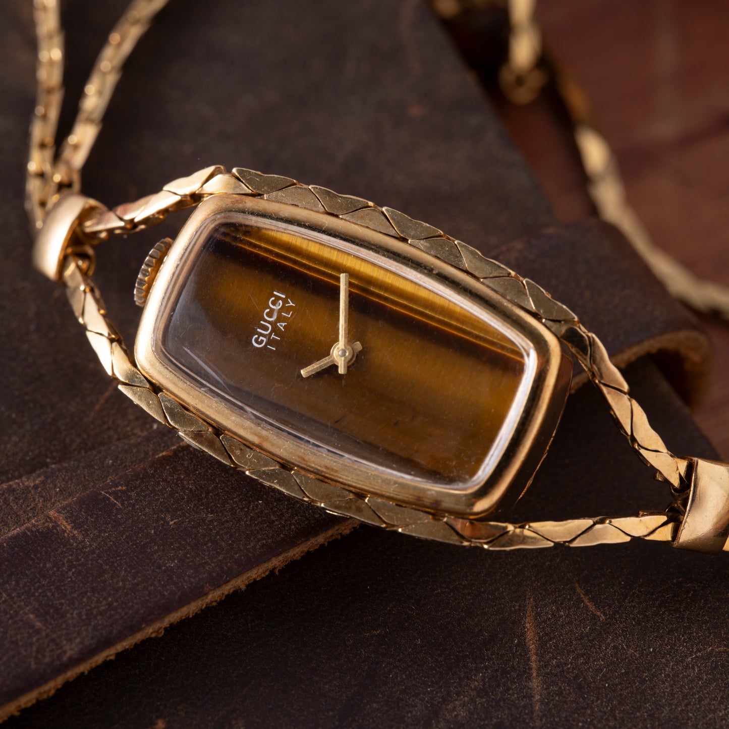 Gucci Tiger's Eye Sautoir Timepiece Necklace