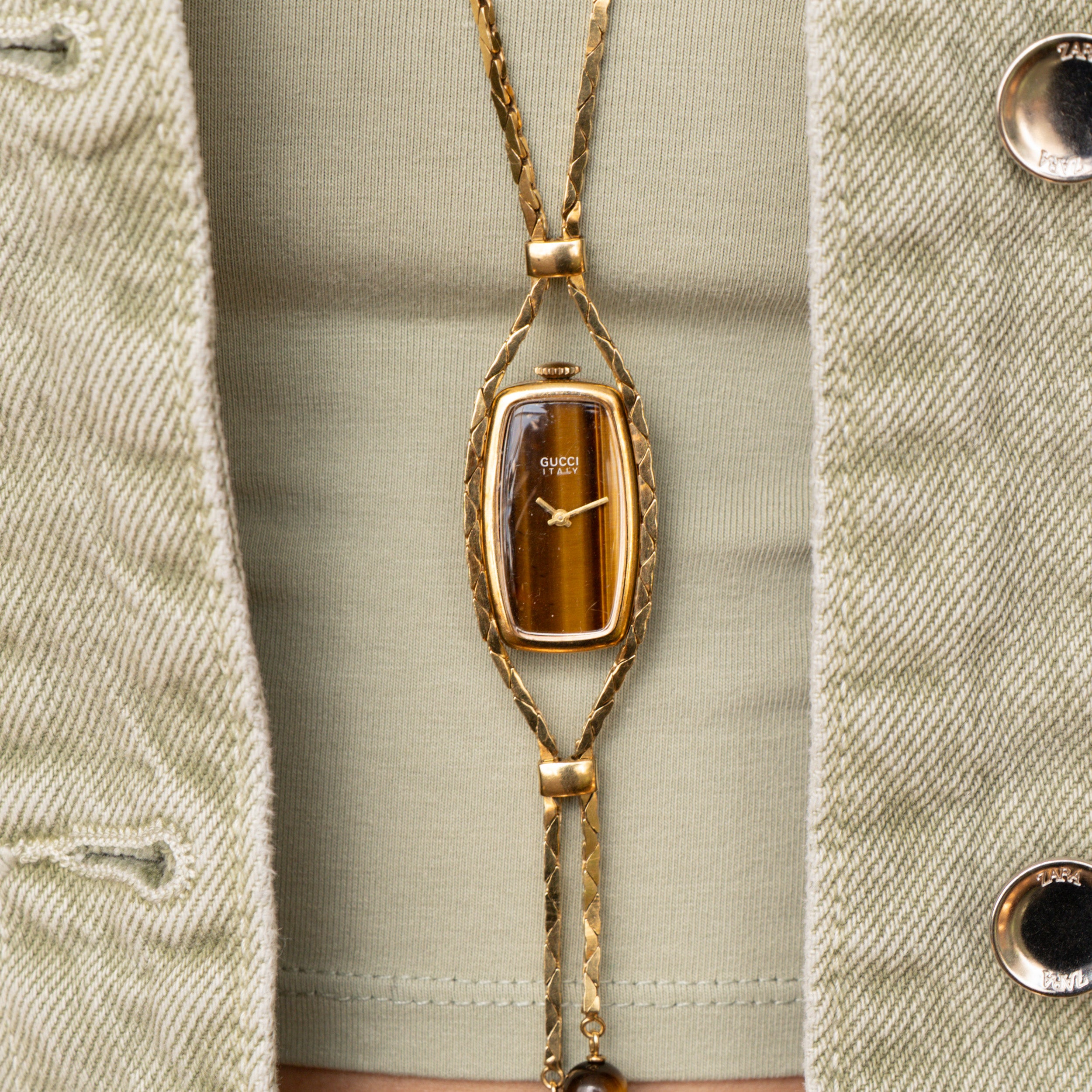 Gucci Tiger's Eye Sautoir Timepiece Necklace – Analog:Shift
