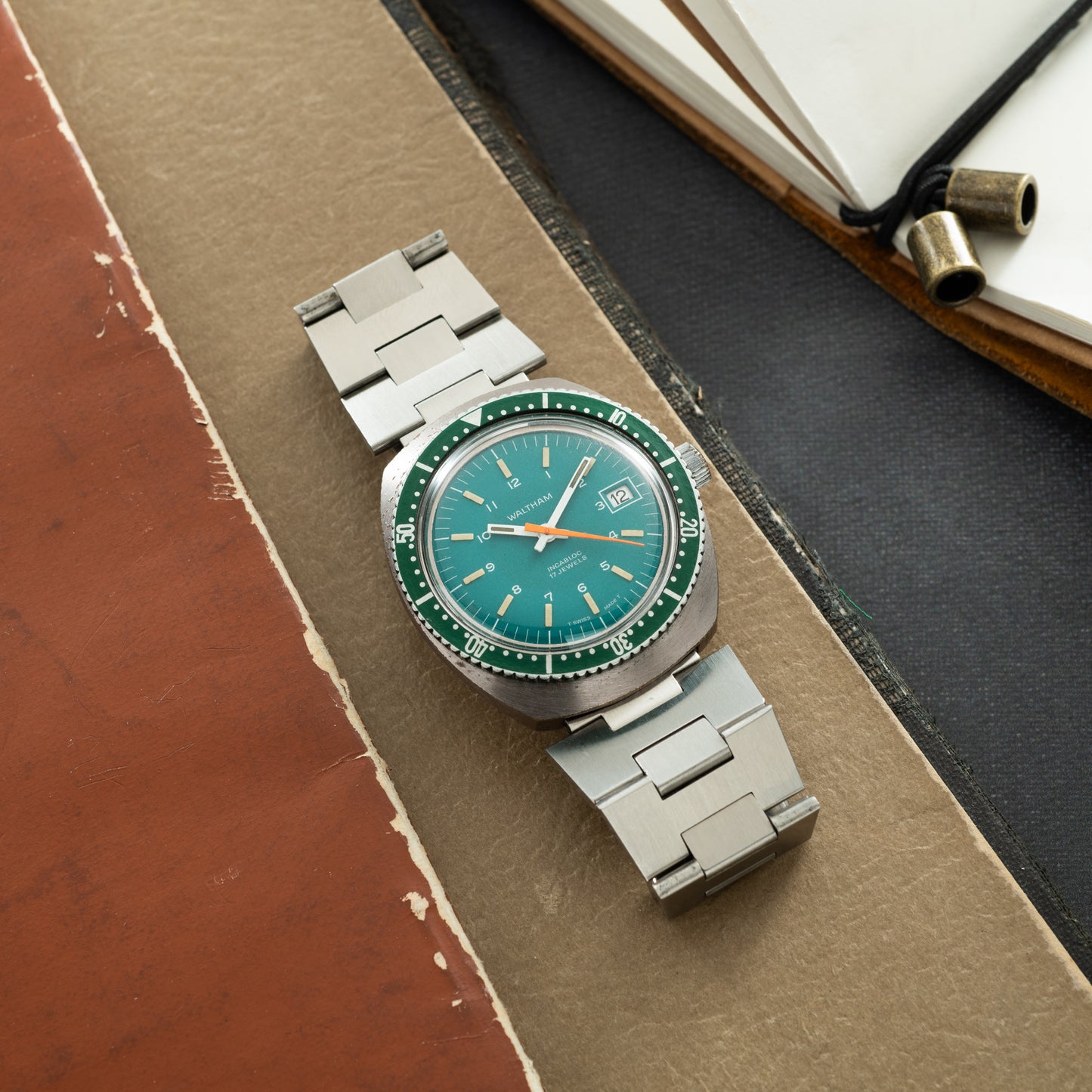 Waltham 'Exotic' Green Diver Date