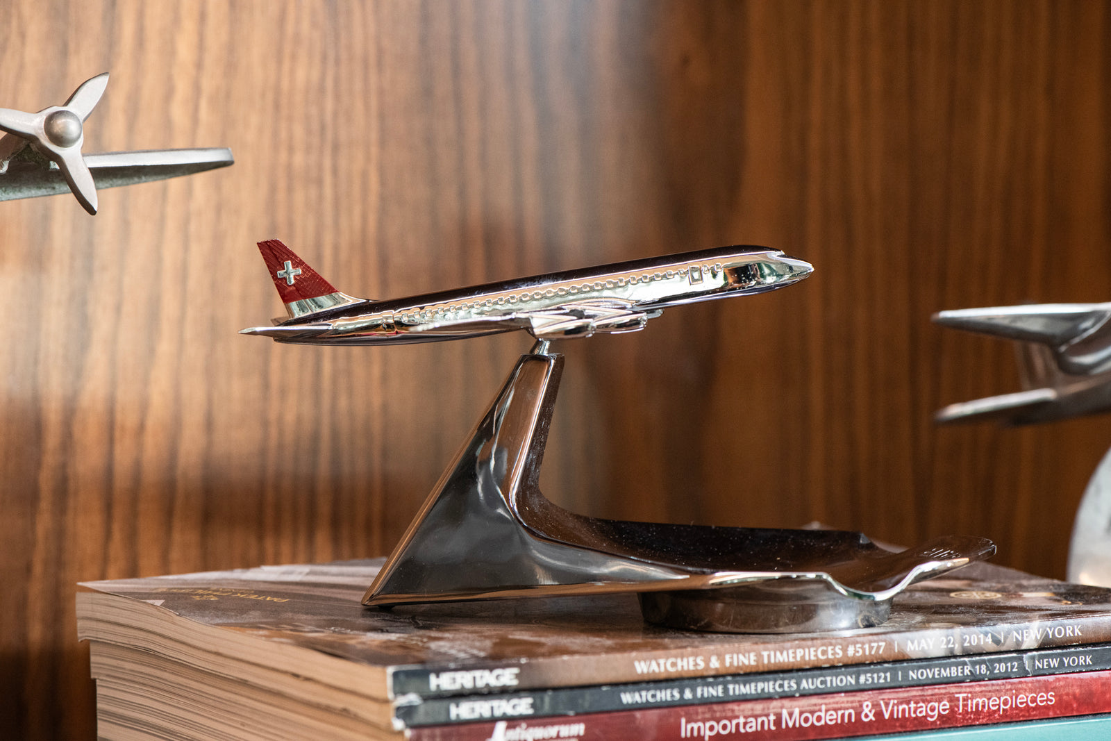 Swiss Air DC-8 Chrome Ashtray