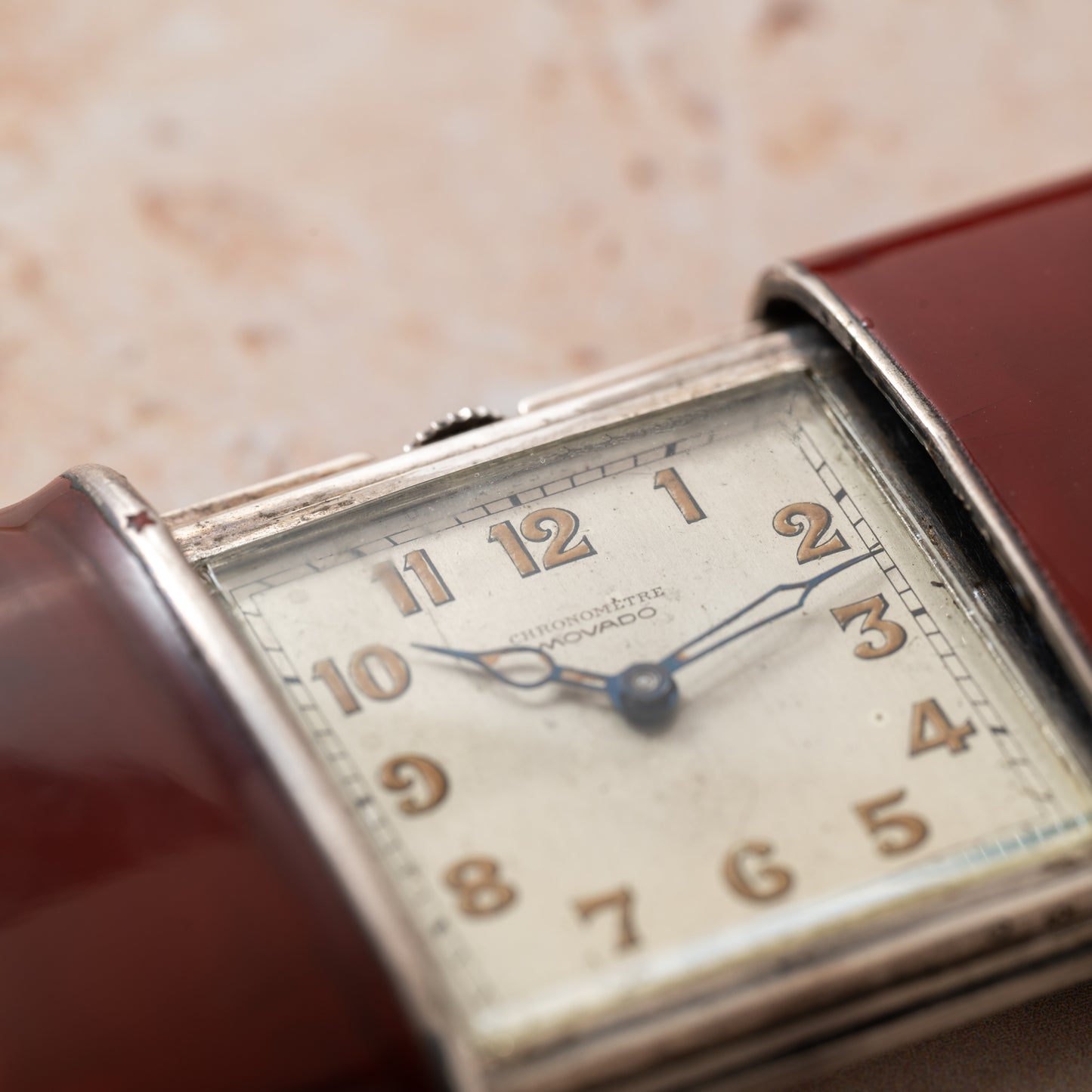 Movado Ermeto Travel Clock Enamel