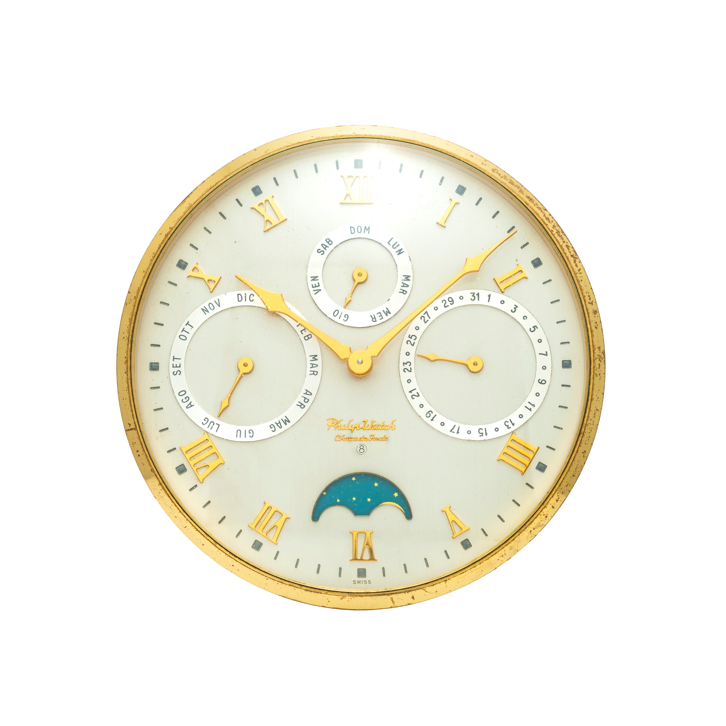 Philip Watch Co. 8-Day Triple-Calendar Desk Clock – Analog:Shift