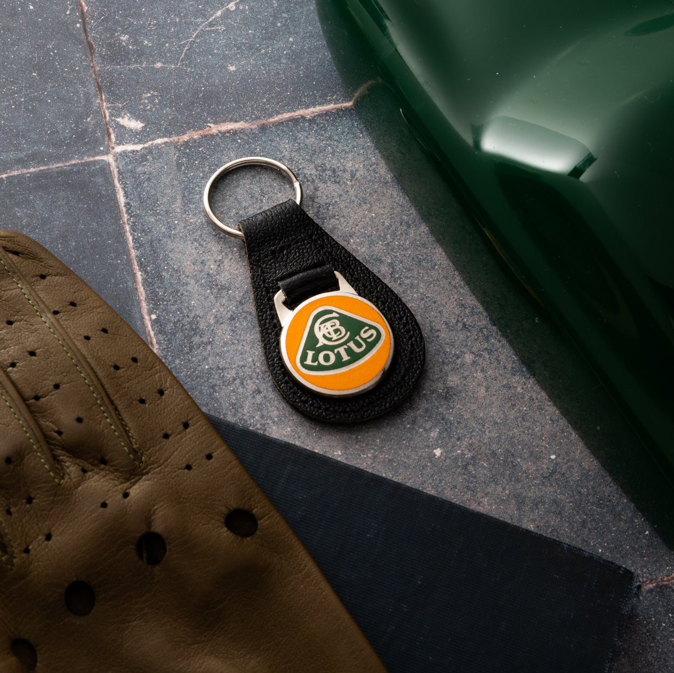 Lotus Key Fob - Leather and Enamel