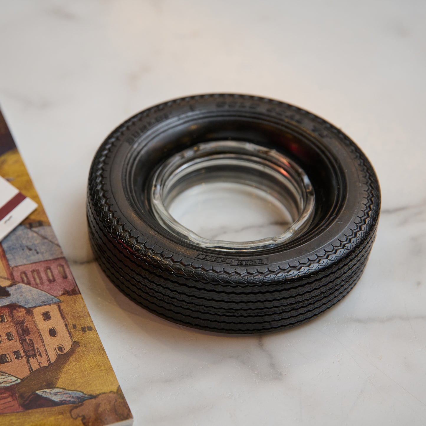 Dunlop Ashtray - Rubber & Glass