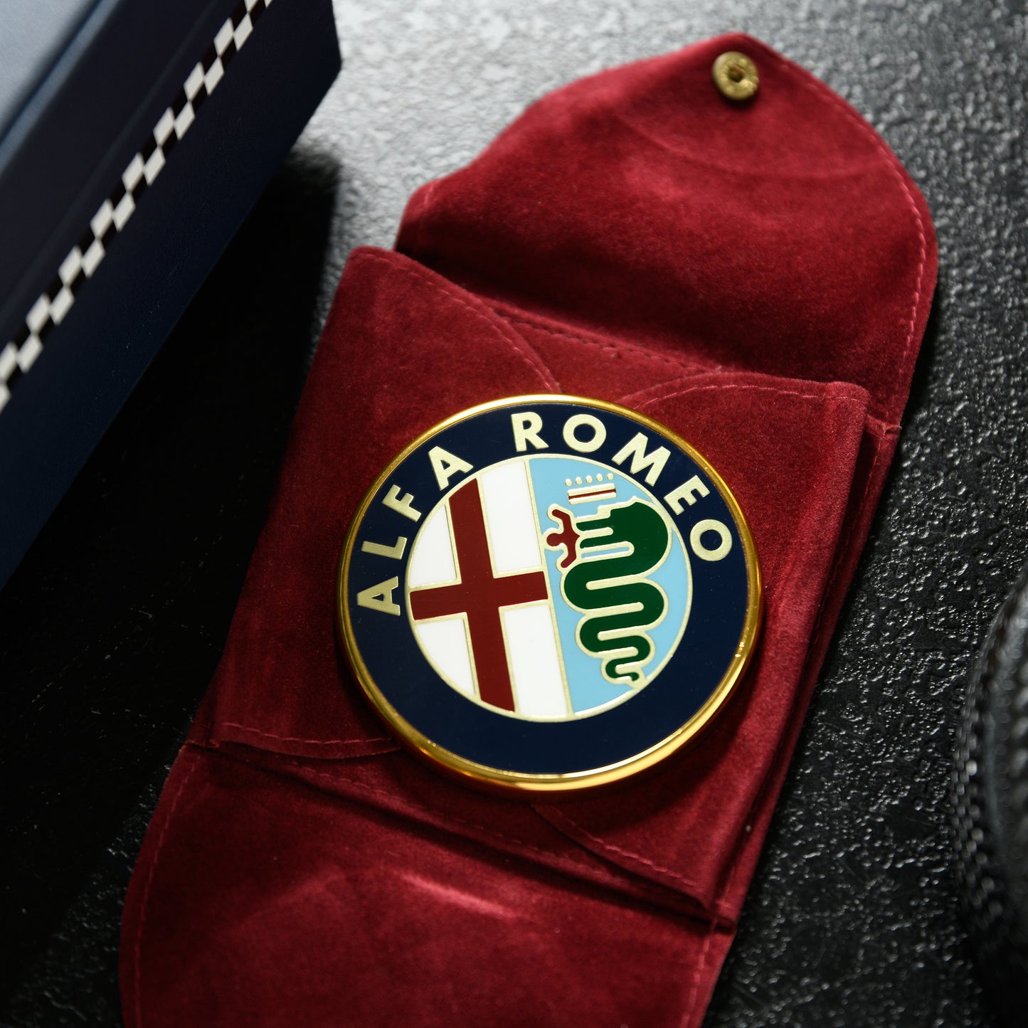 Alfa Romeo Paperweight - Brass & Enamel