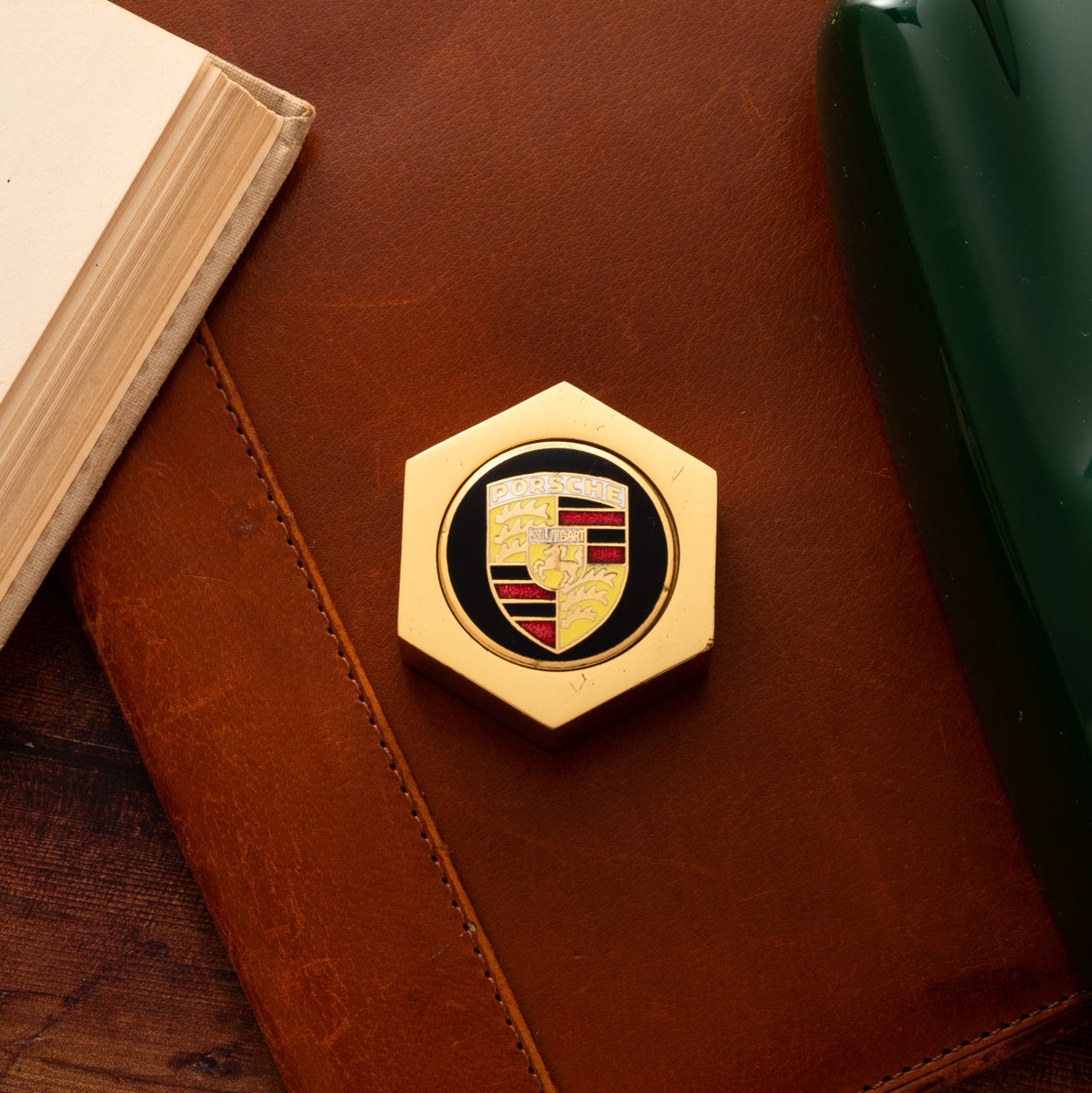 Porsche Paperweight - Brass & Enamel