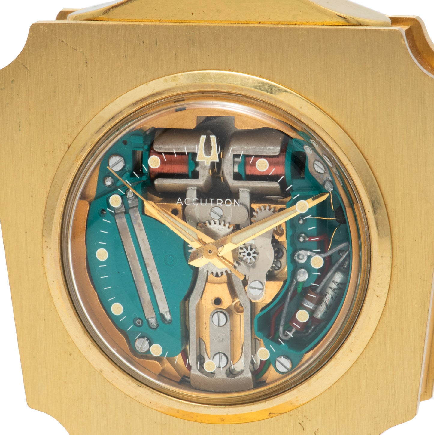 Accutron Spaceview Brass Desk Clock