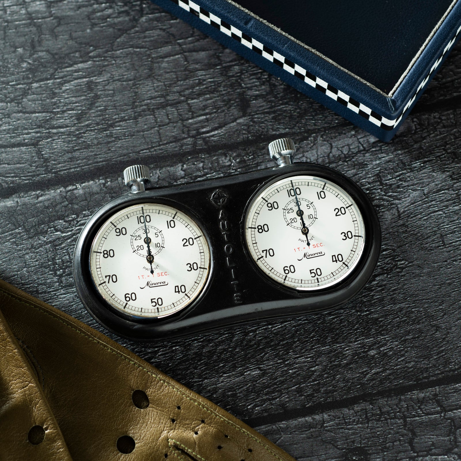 Minerva Autolite Dual Stopwatch Set in Bumper