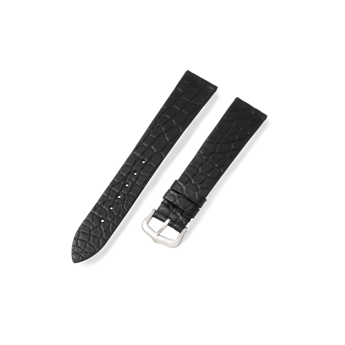 Eggshell Black Alligator Exotic Leather Strap