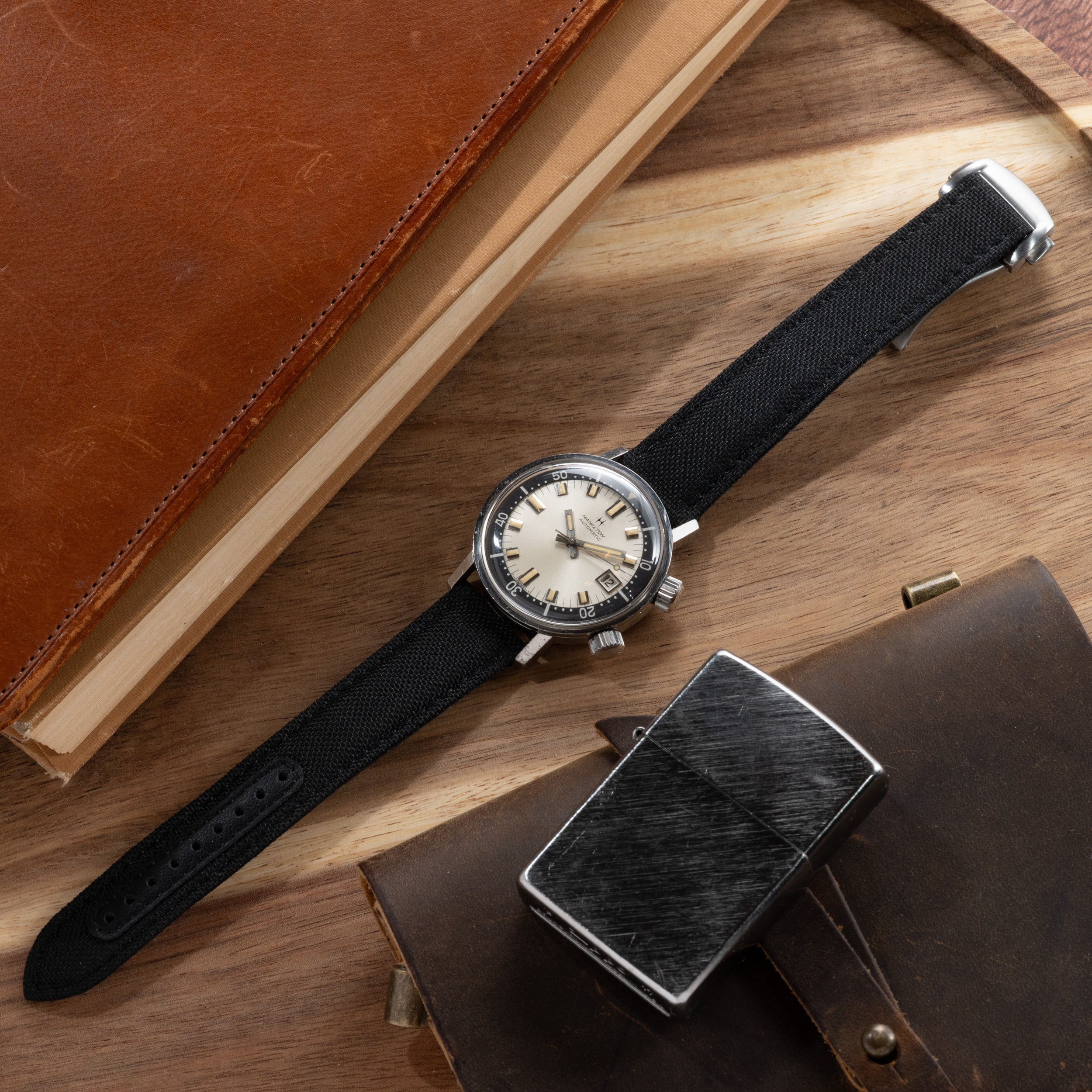 StrapHabit x Analog:Shift Black Deployant Sailcloth Quick-Release Stra