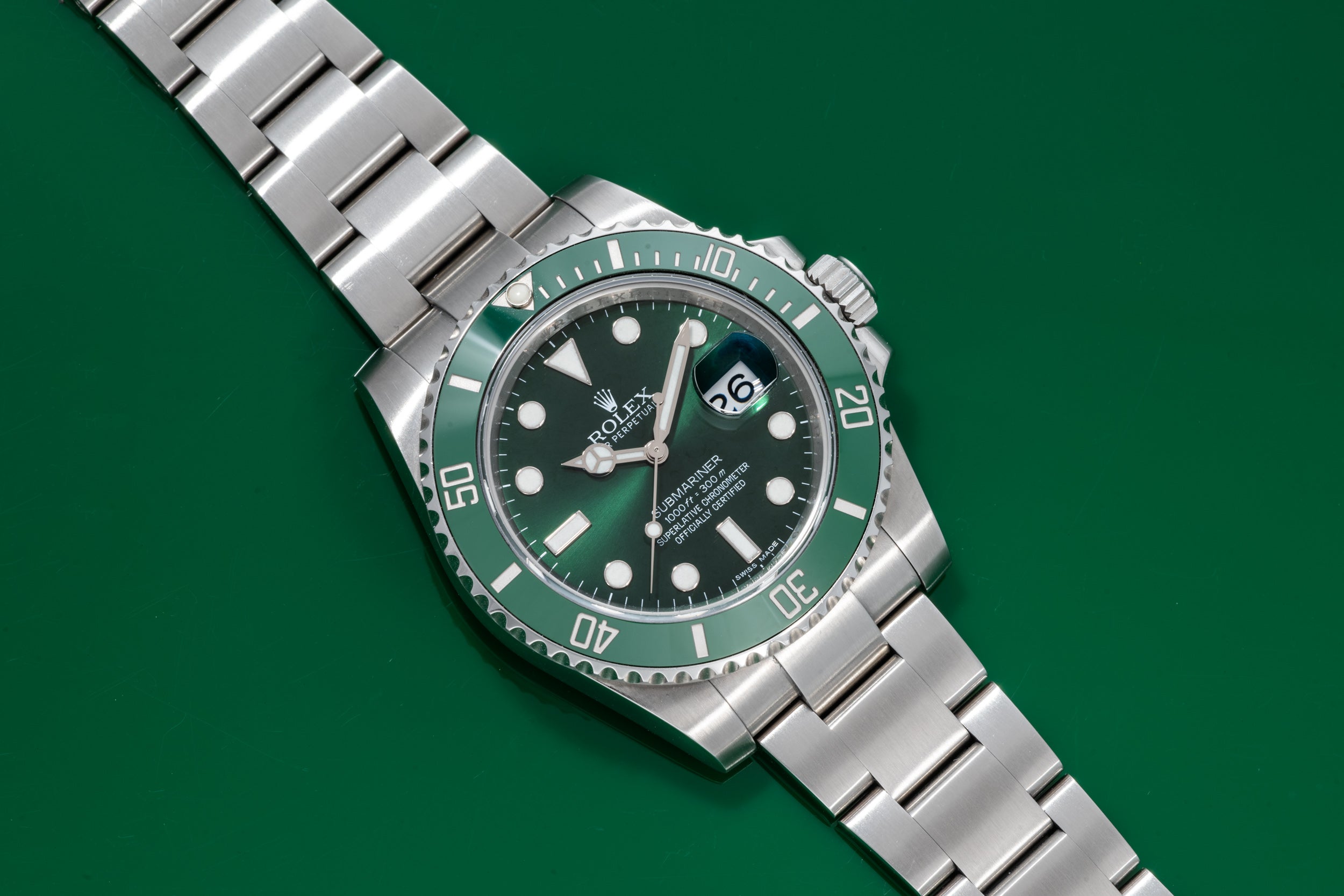 Hulk' Submariner, Ref. 116610LV Stainless steel wristwatch with