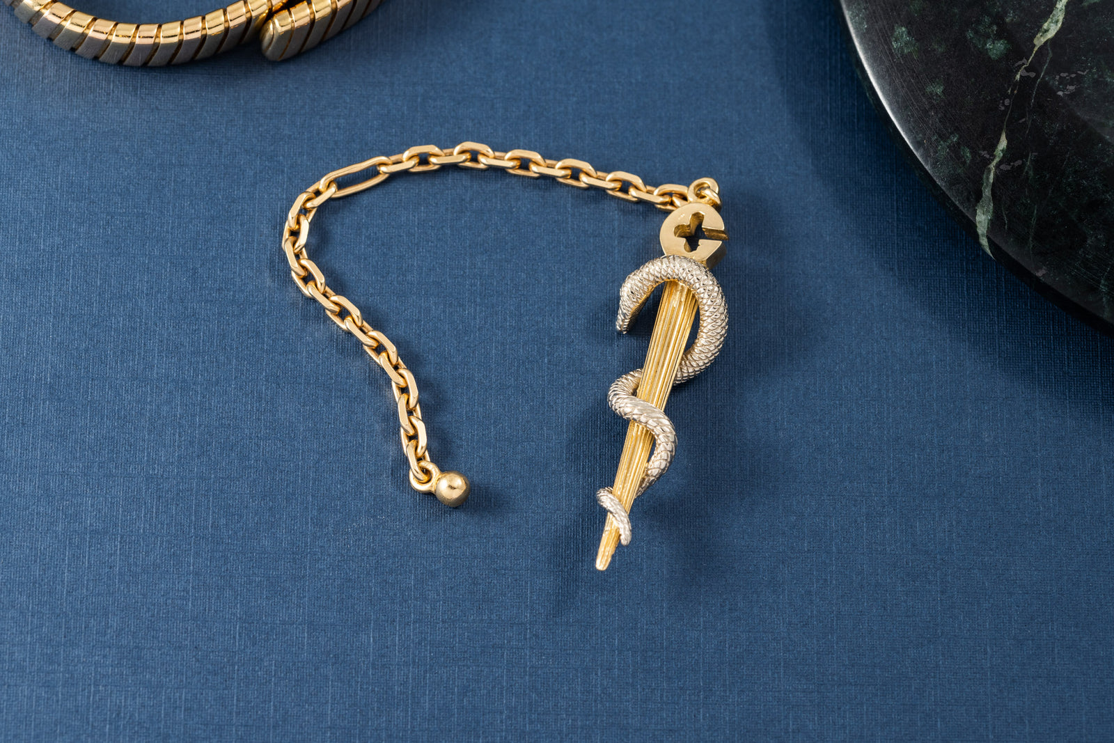 14K Yellow Gold Caduceus Key Fob